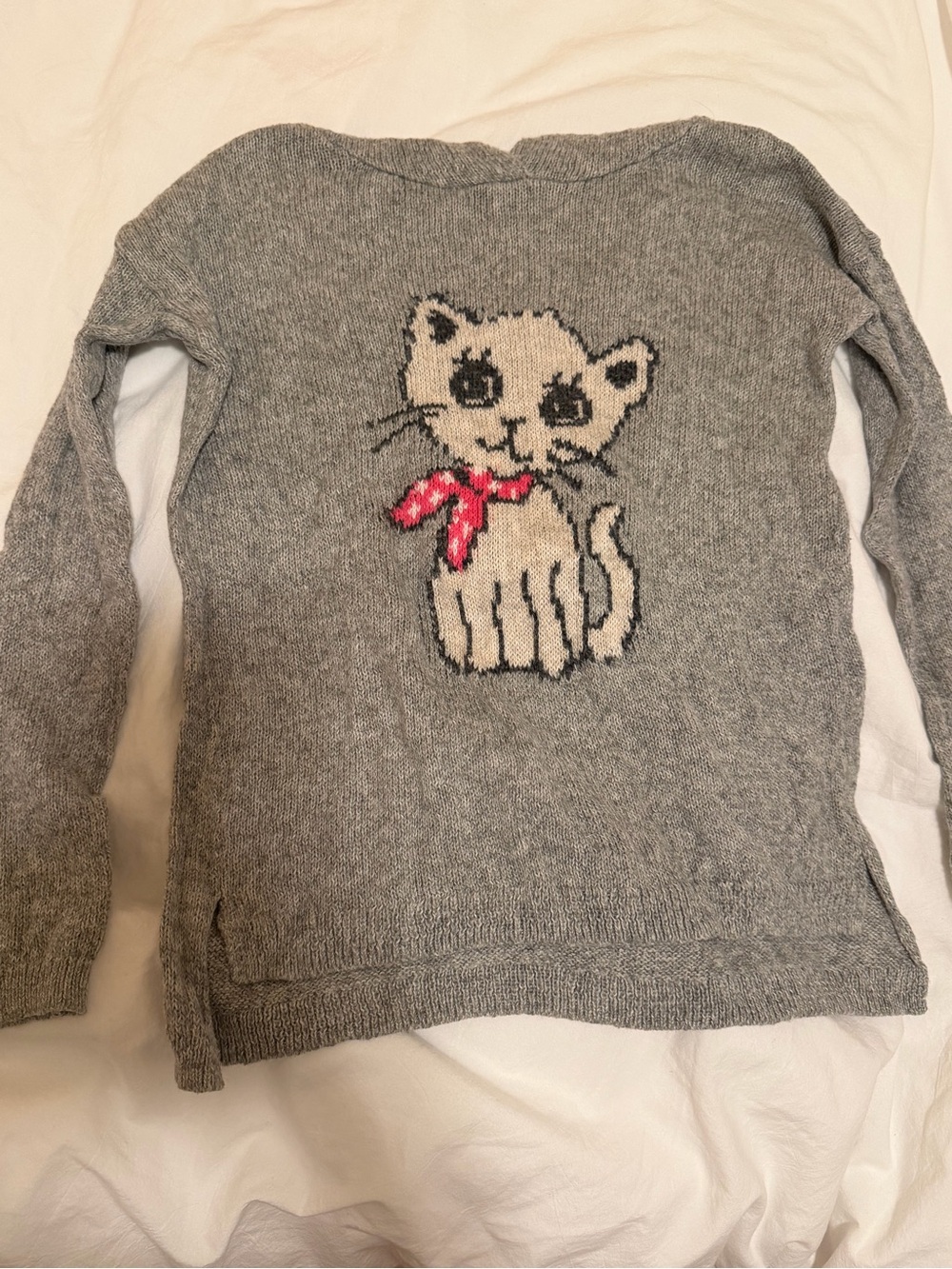 Abercrombie Girls Large Gray Cat Sweater